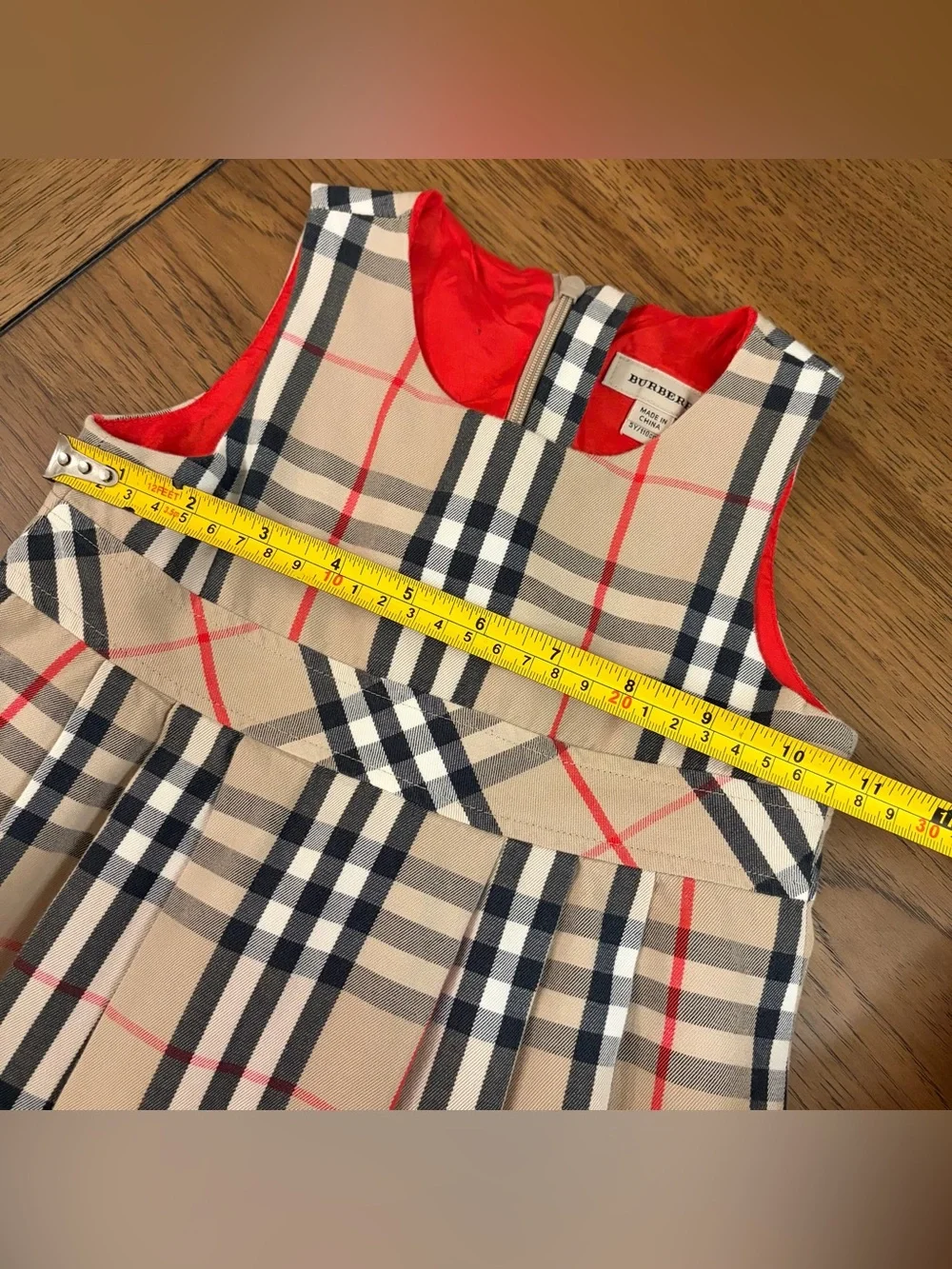Authentic BURBERRY Girls Dress Nova Check Gorgeous Red Lining Child Kid 4-5 yrs